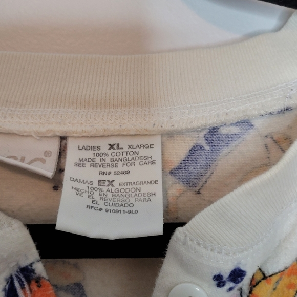 Vintage Simply Basic Cat Flanel Night Gown Pajamas XL - Picture 5 of 5